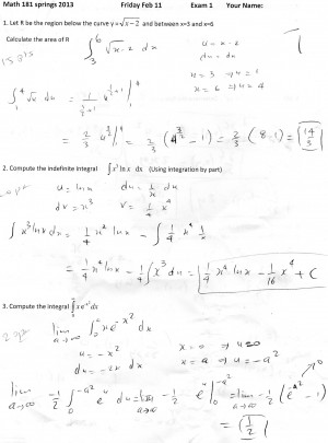 Exam1 (181 solutions page1)