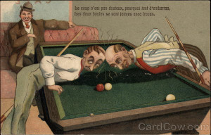 Three Men Playing Pool Billiards