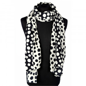 Damen Schal und Tuch Halstuch in elegantem Punkte Muster Schwarz Weiß