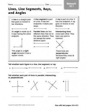 Line Segments Rays and Angles Worksheets