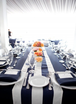 Nautical Theme Wedding & Reception Ideas: Tablescape in Blue & White ...
