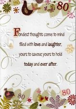 FEMALE 80TH 80 BIRTHDAY CARDS POETRY IN MOTION GLITTER GREETING CARD ...