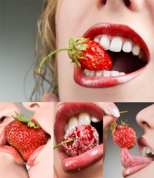 Seductive Lips with Berries - HQ Stock Photos