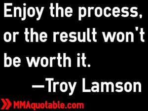 Enjoy the process, or the result won't be worth it. —Troy Lamson