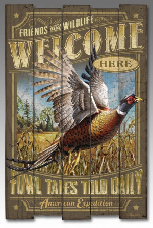 Common Pheasant Wooden Cabin Sign