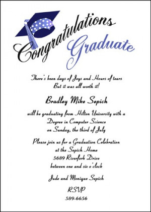 Find Lots of Graduation Party Open House Invitation Wording Samples ...