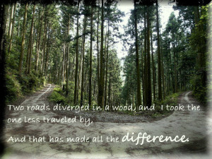 Two roads diverged in a wood, and I took the one less traveled by, And ...