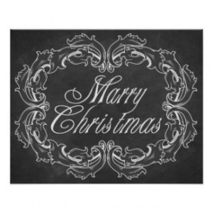 Vintage chalkboard Merry Christmas Quote Art Poster