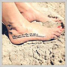 handwriting. Religious in memory tattoo. Footprints in the sand ...