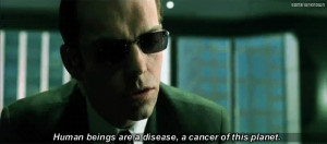 Agent Smith and a quote from The Matrix Trilogy.