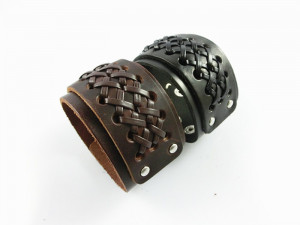 Mens Jewelry Black Leaher...