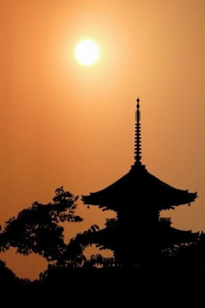 Sunset on Kiyoumizu Temple, Kyoto, Japan