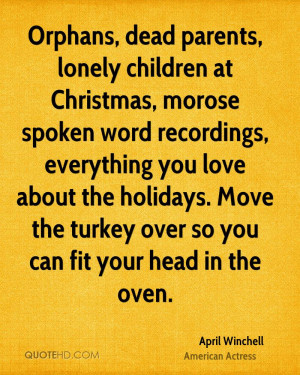 Orphans, dead parents, lonely children at Christmas, morose spoken ...