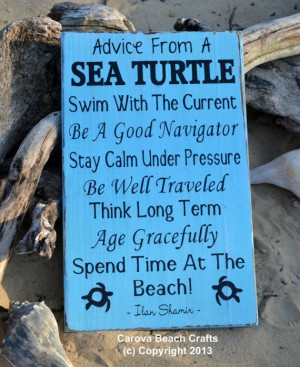 Beach Sign, Advice From A Sea Turtle, Hand Painted Wood Sign, Beach ...