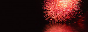 Fireworks over Black Ocean Facebook Cover Preview