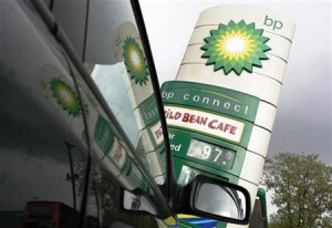 BP petrol station is reflected in a car, in London April 28, 2009 ...