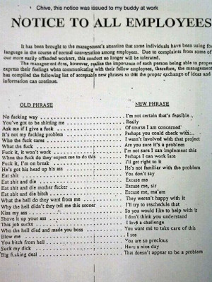 funny old phrase new phrase work notice note