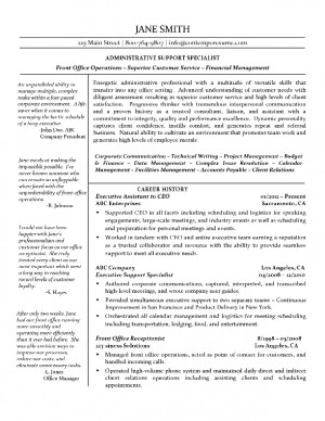 TEXT VERSION OF THE EXECUTIVE ASSISTANT RESUME SAMPLE