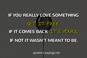 If you really love something set it free. If it comes back it's yours ...