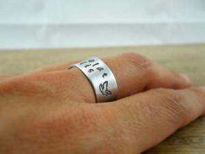 She Flies With Her Own Wings Inspirational Quote Personalized Ring ...