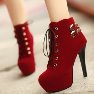 sales ladies ankle boots sexy women buckle black brown red high heels ...