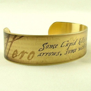 ... Quote by Hero - William Shakespeare Quote Jewelry - Slim Brass Cuff