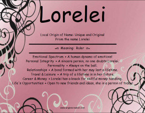 lorelei local origin of name unique and original from the name lorelei ...