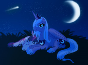 ... night pony princess_luna romantic shooting_star sleeping stars