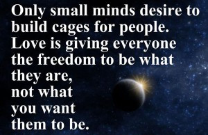 Only Small Minds Desire to build cages for People ~ Freedom Quote