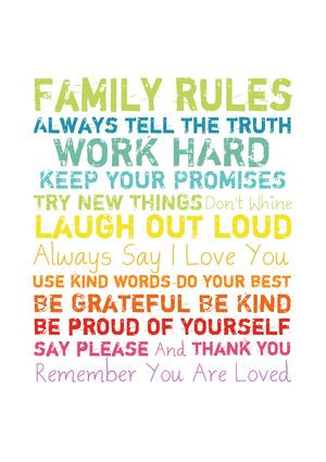 PTM IMAGES Colorful Family Rules