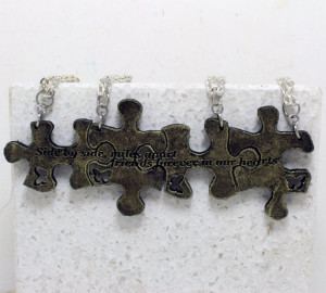 Puzzle Pieces necklaces Set of 4 friendship necklaces with Quote