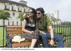 Images of Young Couple Sitting On Bench