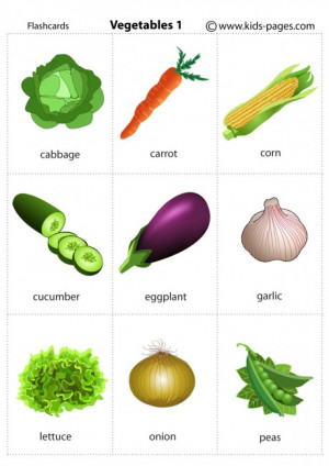 Fruit and Vegetable Flash Cards Printables