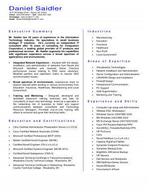 Executive Summary Resume Samples