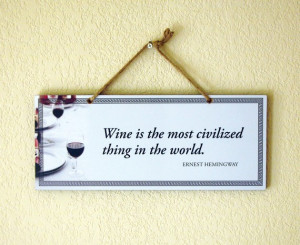 Decorative Wall Plate with Famous Wine Quote