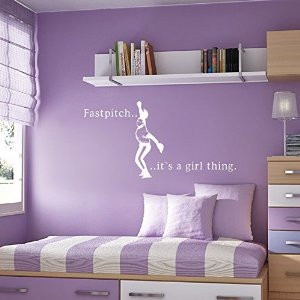softball wall decal fastpitch it s a girl thing inspirational quotes ...