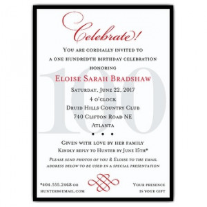 invitations birthday invitations milestone invitations 100th birthday ...