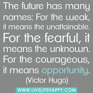 The future has many names: For the weak, it means the unattainable ...