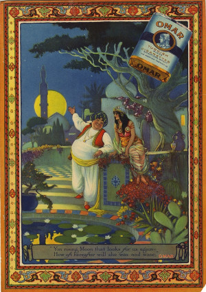 ... poster with an illustration and quote from the Rubaiyat of Omar Khayam