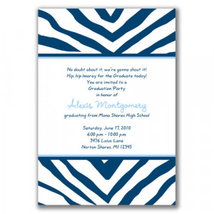 Cool Zebra Graduation Invitations: Navy and Light Blue