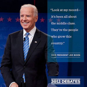 At Thursday's debate, Vice President Biden said, 'Look at my record ...