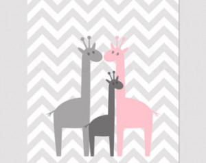 Custom Baby Girls Nursery Giraffe F amily Wall Art Print PERSONALIZED ...