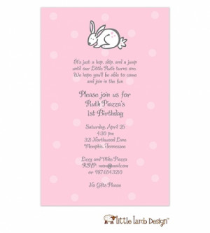 Pink bunny Birthday Invitations
