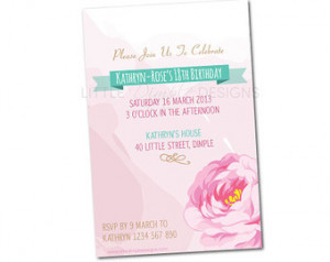 18th Birthday Invitation - Pink, Mi nt and a Hint of Gold ...