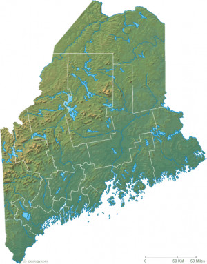 Maine Physical Map