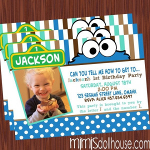 Cookie Monster Invitations- Etsy