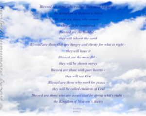 Jesus Quote, Beatitudes on Wispy Co tton Candy Clouds, Availalbe on ...