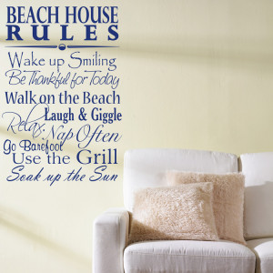 Beach House Rules - Quote - Saying - Wall Decals