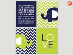 ... Chevron Elephants - Set of of 4 jpegs - Baby Nursery Chevron