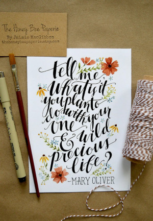 Watercolor Quote Art/ Mary Oliver Quote/ Nursery Art/ Wild & Precious ...